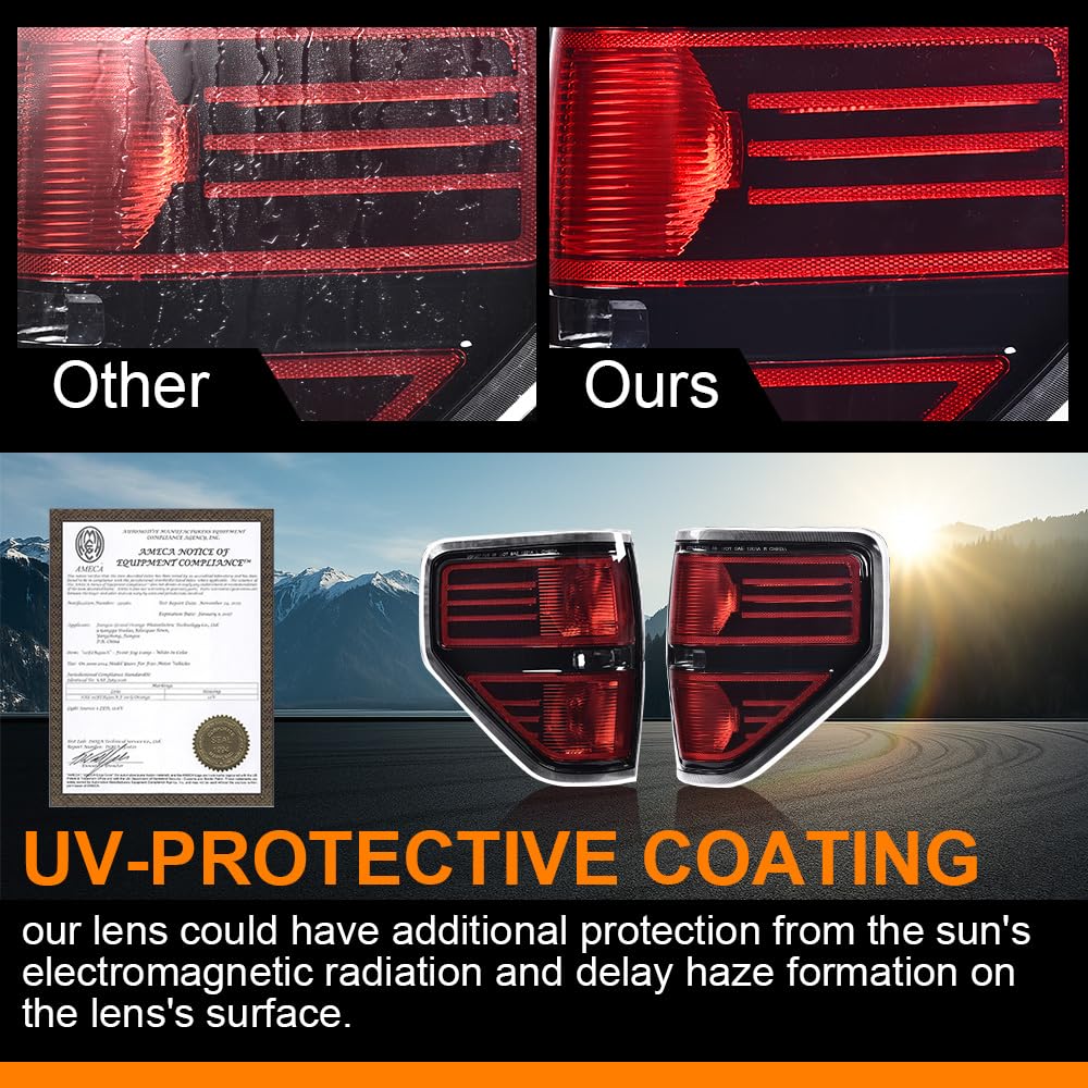 G-PLUS Pickup Rear Tail Lights Compatible With 2009-2014 Ford F150 2/4 Door (Not Fit Flareside Models,Not Fit Ogriginal Model with LED Tail Lamp) Brake Lamps luces traseras, faros traserosAssembly