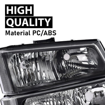 G-PLUS Headlights Compatible with Chevy Avalanche 1500 2500/Fit Chevy Silverado 1500 2500 3500 2003-2006,Clear Lens Black Housing Clear ReflectorBumper Headlamps,faros delanteros