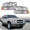 G-PLUS Headlights Assembly Fit Chevy S10 Pickup/Blazer 1998 1999 2000 2001 2002 2003 2004 Bumper Headlamps Clear Lens Chrome Housing Amber Reflector,faros delanteros