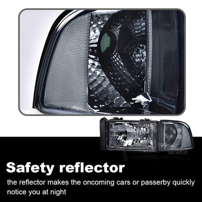G-PLUS Headlights Fit Dodge Ram 1500 1994-2001/Fit Dodge Ram 2500 3500 1994-2002,Not fit Ram Sport,Headlamps w/o Bulbs Smoky Lens Chrome Housing Clear Reflector,faros delanteros Assembly