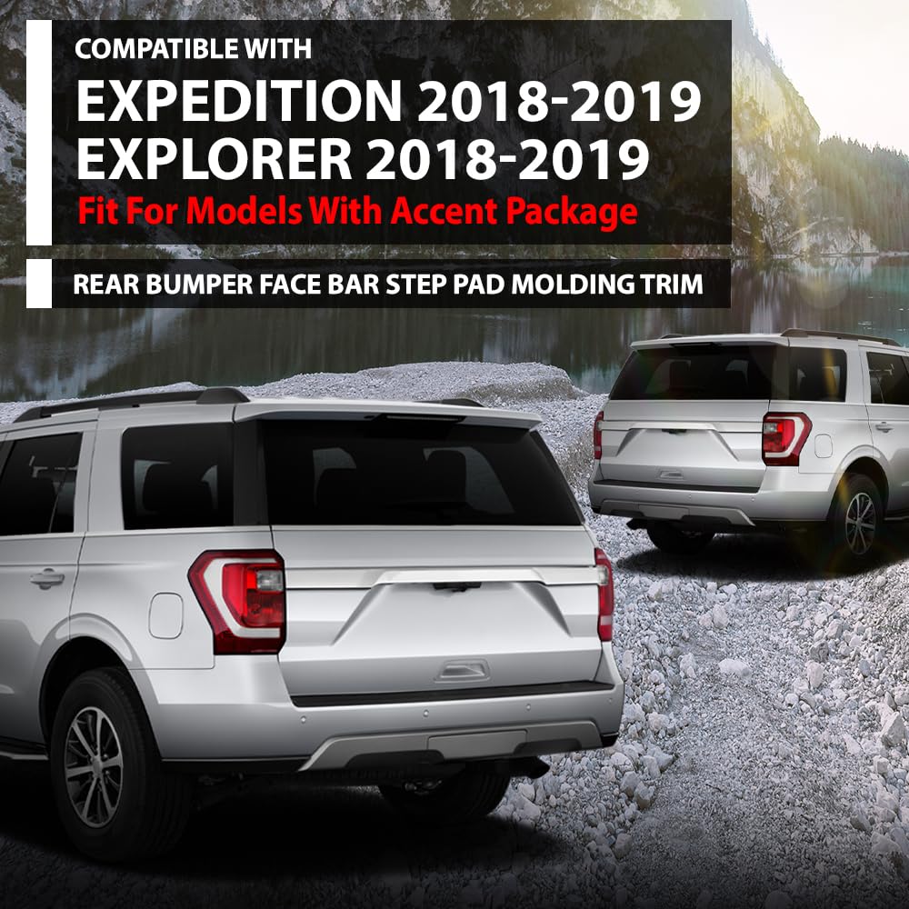 G-PLUS Rear Bumper Face Bar Step Pad Molding Trim, Compatible with Ford Expedition 2018-2019, JB5Z17B807BA, FO1191153