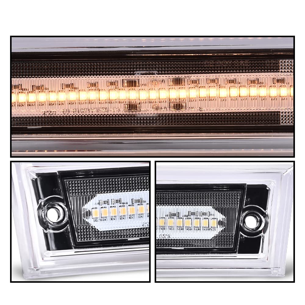 G-PLUS Lens Amber LED Front Side Marker Light White Compatible with 81-91 Chevy C10 C20 C30 GMC GM2550115, GM2551107