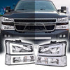 G-PLUS LED Headlights FitChevy Avalanche/Silverado 1500 2500 HD 3500 2003-2006/Fit Silverado 1500 2500 3500 Classic 2007,Headlamps Clear Lens Chrome Housing Clear Reflector,faros delanteros