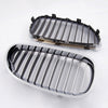 Left & Right Front Bumper Kidney Grilles Hood Grill Replacement For BMW E60 E61 5 Series M5 2003 2004 2005 2006 2007 2008 2009 2010 Silver