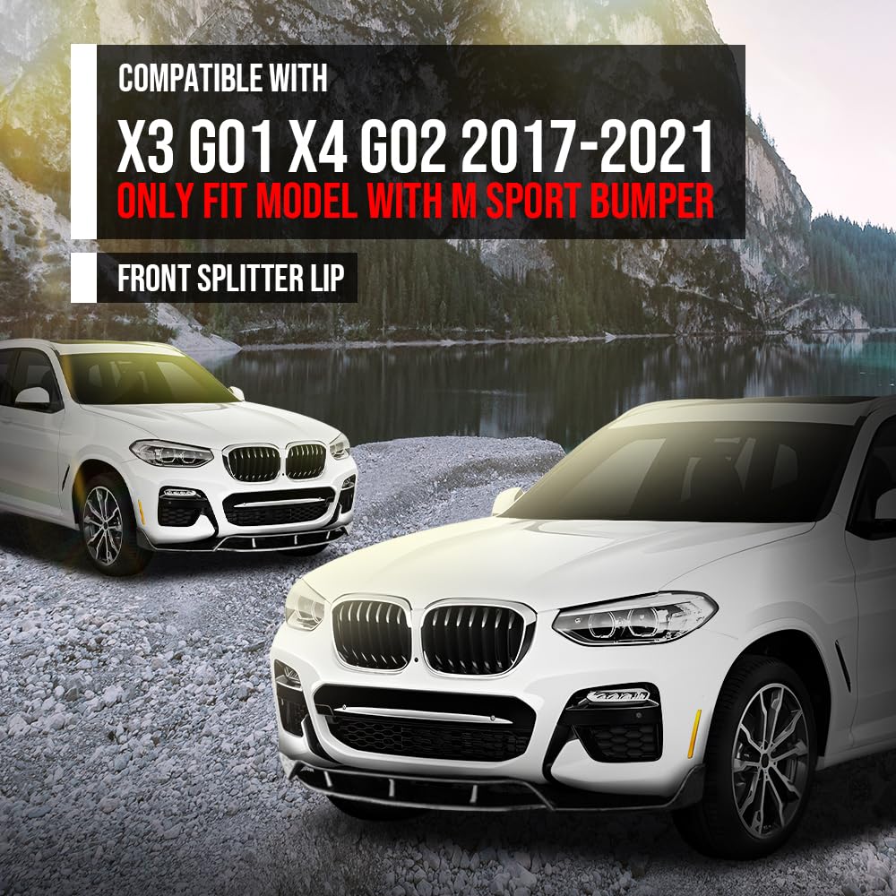 G-PLUS Front Bumper Lip Splitter Spoiler Compatible with BMW X3 G01 X4 G02 2017 2018 2019 2020 2021, Only Fit Model with M Sport Bumper Front Splitter Lip Gloss Black