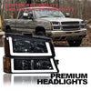 G-PLUS LED DRL headlights, Compatible with 2003 2004 2005 2006 Chevy Silverado 1500/1500 HD/2500 HD/3500 Bumper Headlamps, Smoky Lens Chrome Housing Amber Reflector,faros delanteros