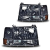 G-PLUS Headlights Assembly Fit 1992-1996 Ford Bronco/F150 F250 F350 Super Duty(Incl. 97 9th Old Body Style),Headlamps w/Corner Signal Smoky lens Chrome Housing Amber Reflector Faros Delanteros