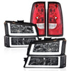 G-PLUS LED Headlights Assembly & Tail Lights Fit Chevy Silverado 1500 1500 HD 2500 2500 HD 2003-2006, Clear Lens Chrome Housing Clear Reflector Headlamps Assembly Red Taillights