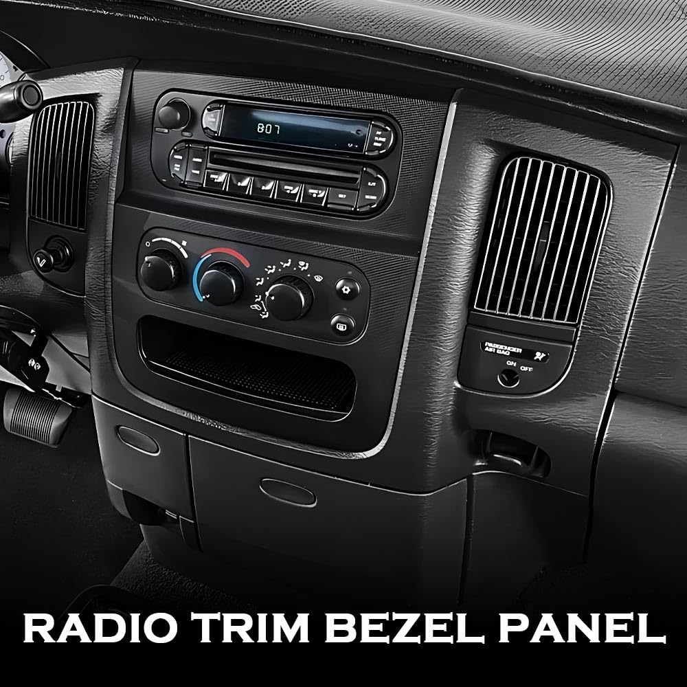 G-PLUS Dash Radio Trim Bezel Cover Surround Panel w/Air Vent & Storage Compatible with Dodge Ram 1500 2002-2005/Fits Dodge Ram 2500 3500 2003-2005 Black