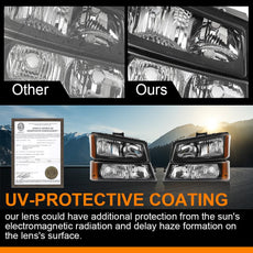 G-PLUS Headlights for Chevy Avalanche 1500 2500 Silverado 1500 2500HD 3500 2003-2006 Clear Black Product Details