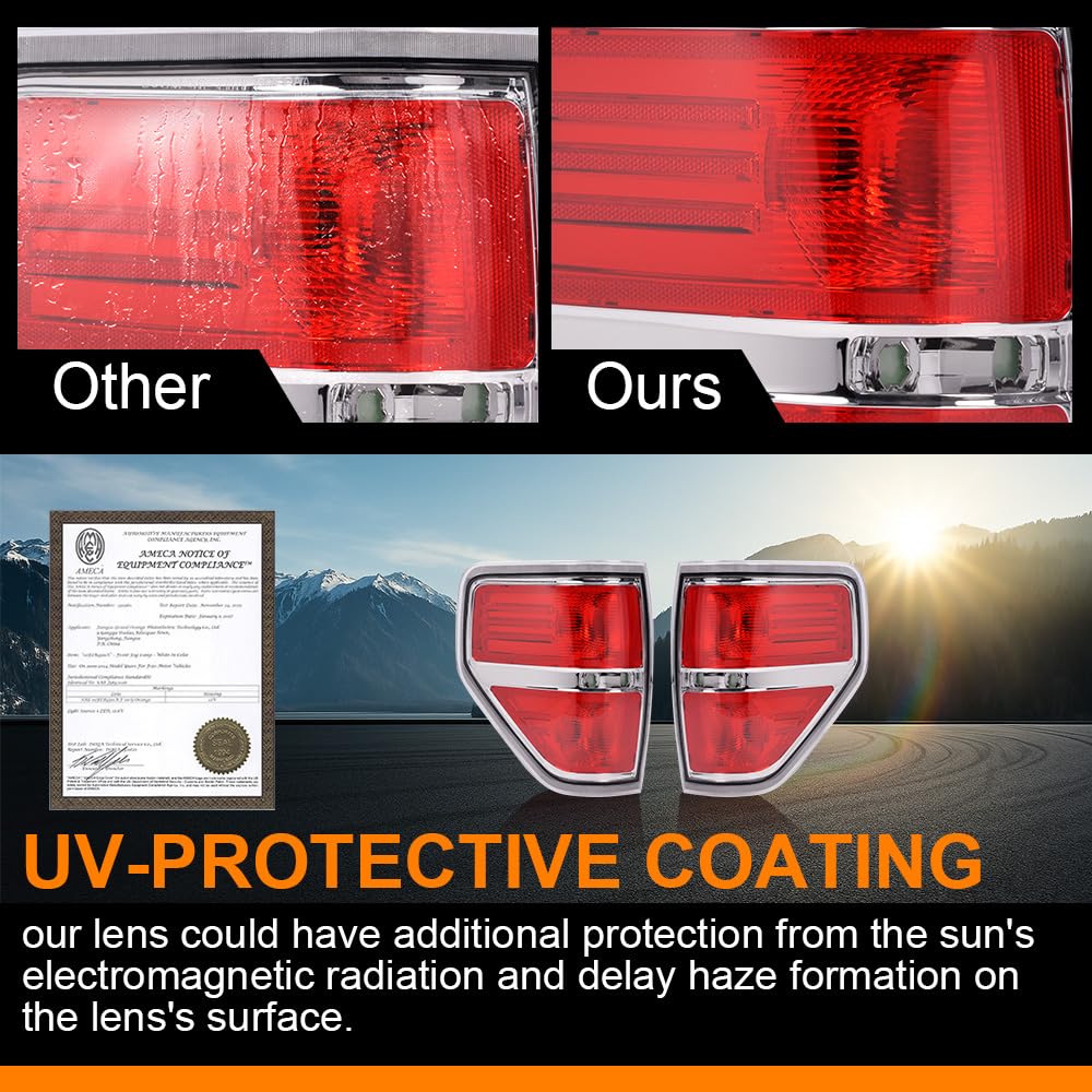 G-PLUS Rear Tail Lights Compatible With 2009-2014 Ford F150 2/4 Door (Not Fit Flareside Models,Not Fit Ogriginal Model with LED Tail Lamp) Brake Lamp luces traseras, faros traserosAssembly
