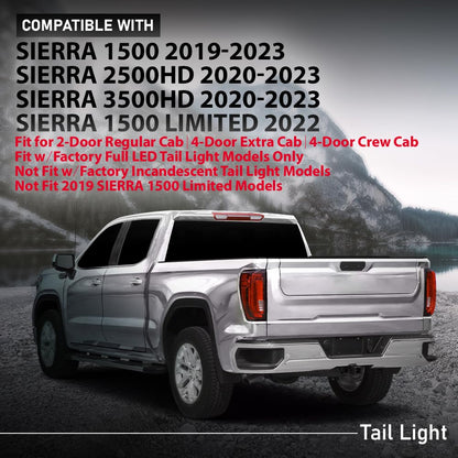 G-PLUS LED Rear Left Tail Light Assembly Compatible with GMC Sierra 1500 2019-2023, Fit GMC Sierra 2500 HD 3500 HD 2020-2023, Left Driver Side Rear Brake Lamp, Red Lens Clear Housing
