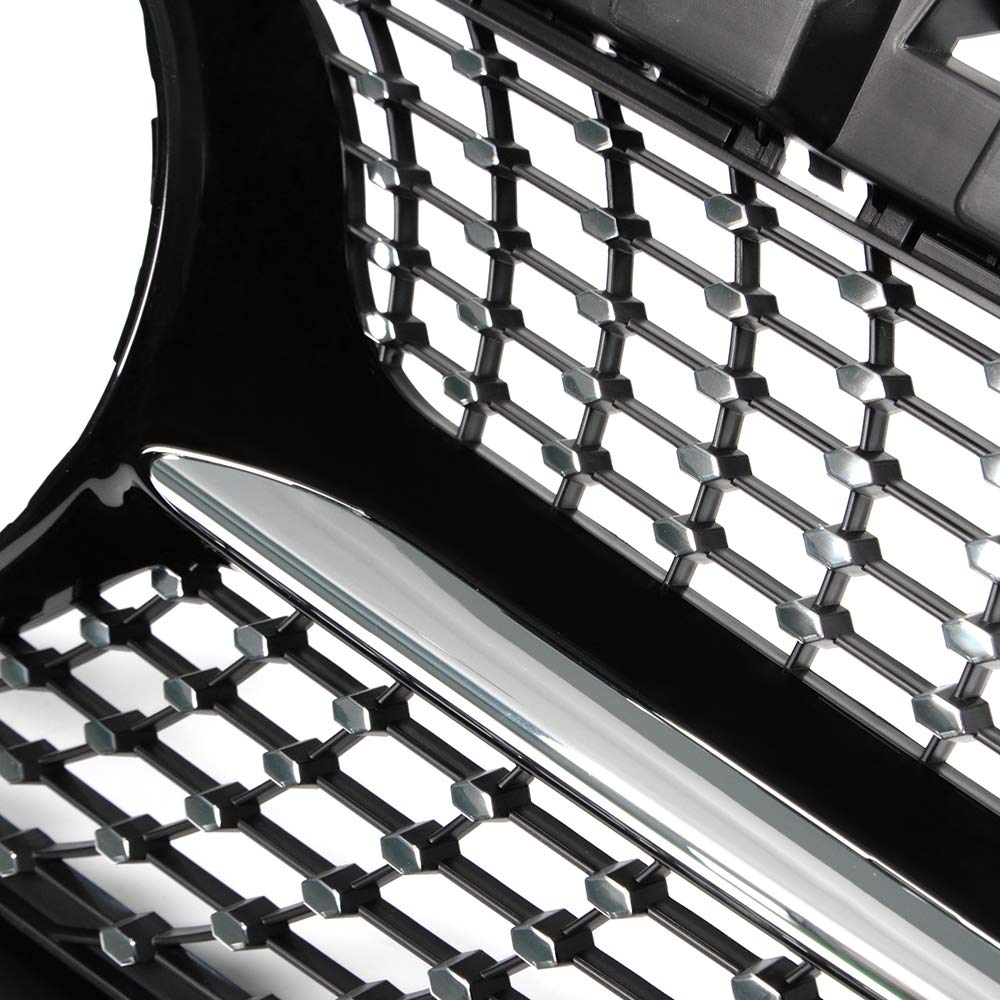 Compatible with W117 CLA Class CLA180 CLA200 CLA250 CLA260 CLA45 AMG 2014 2015 2016 Front Diamond Style Bumper Grille Upper Hood Grill Trim Shell Chrome Black