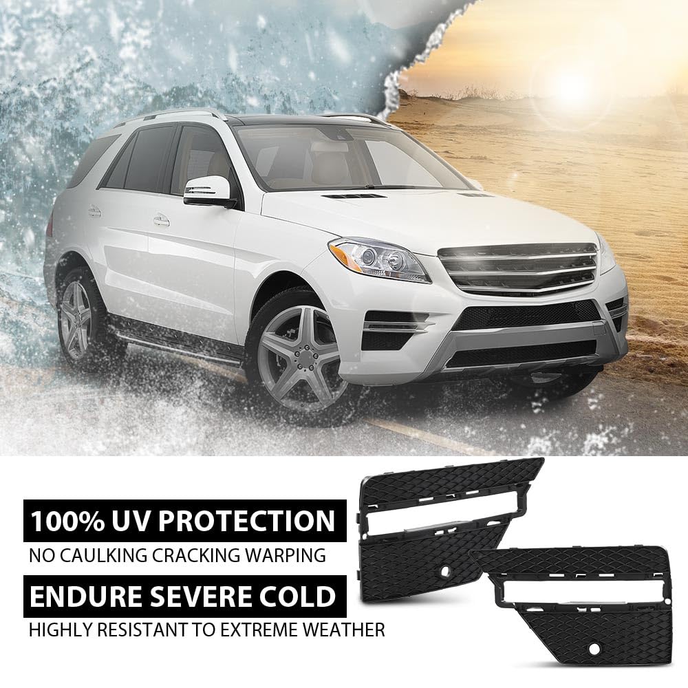 G-PLUS Front Bumper Fog Light Grill Covers Driver and Passenger Side Compatible with Benz ML250 ML350 ML400 ML550 4Matic Base 2012-2015 MB1039185 MB1038185 1668852922 1668852822