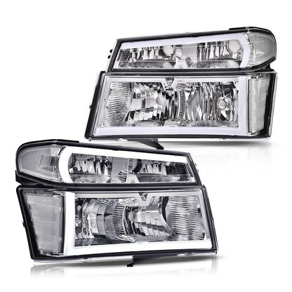 G-PLUS LED DRL Headlights,Fit Chevy Colorado/GMC Canyon 2004-2012,Fit Isuzu i-280 i-350 2006/i-290 i-370 2007-2008 Clear Lens Chrome Housing Clear Reflector Bumper Headlamps,faros delanteros Assembly