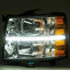 G-PLUS LED Headlights Assembly Fit Chevy Silverado 1500 2007-2013/Fit Silverado 2500 HD 3500 HD 2007-2014,Left & Right Corner Headlamps,Smoky Lens Chrome Housing Amber Reflector,faros delanteros