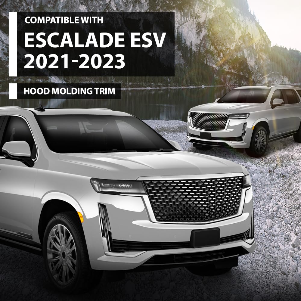 G-PLUS Hood Molding Trim Moulding Compatible with Cadillac Escalade Escalade ESV (submodel: Luxury, Premium Luxury, Premium Luxury Platinum) 2021-2023 84731887, GM1235138 Chrome