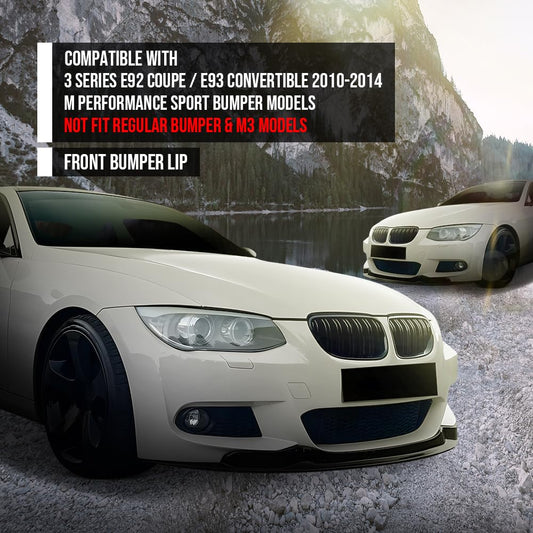 G-PLUS Front Bumper Lip Splitter Spoiler Compatible with BMW 3 Series E92 Coupe, E93 Convertible M Performance Sport Bumper Models 2010-2014 Front Bumper Lip Splitter Gloss Black