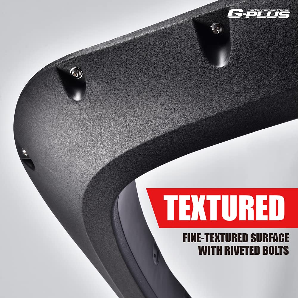 G-PLUS Fender Flares Compatible with Nissan Titan 2004-2015 w/o Bedside Lockbox, Front & Rear Wheel Cover Protector Vent Trim Textured Pocket Riveted