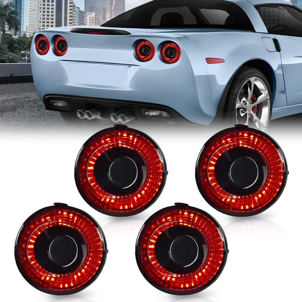 G-PLUS LED Rear Tail Lights Brake Lamp Compatible with Chevy Corvette C6 Coupe 2005-2013 Smoke Lens 25958215,22762674 luces traseras, faros traseros Luces Traseras Rear Brake Lamps Assembly