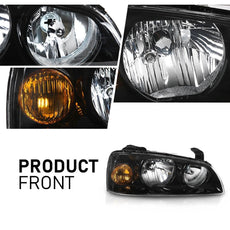 G-PLUS Front Corner Headlights Assembly for Hyundai Elantra 2004-2006 Clear Lens Black Housing Product Features