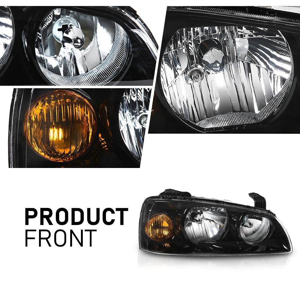 G-PLUS Front Corner Headlights Assembly Compatible with Elantra 2004-2006 Clear Lens Black Housing Amber Reflector Driver & Passenger ‎921012D550 Bumper Headlamps,faros delanteros