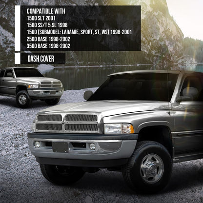 G-PLUS TPE Dashboard Skin Dash Cover Overlay Skin Compatible with Ram 1500 SLT 2001, Fit Ram 1500 SS/T 5.9L 1998,Fit Dodge Ram 1500 2500 3500 1998-2002 Gray
