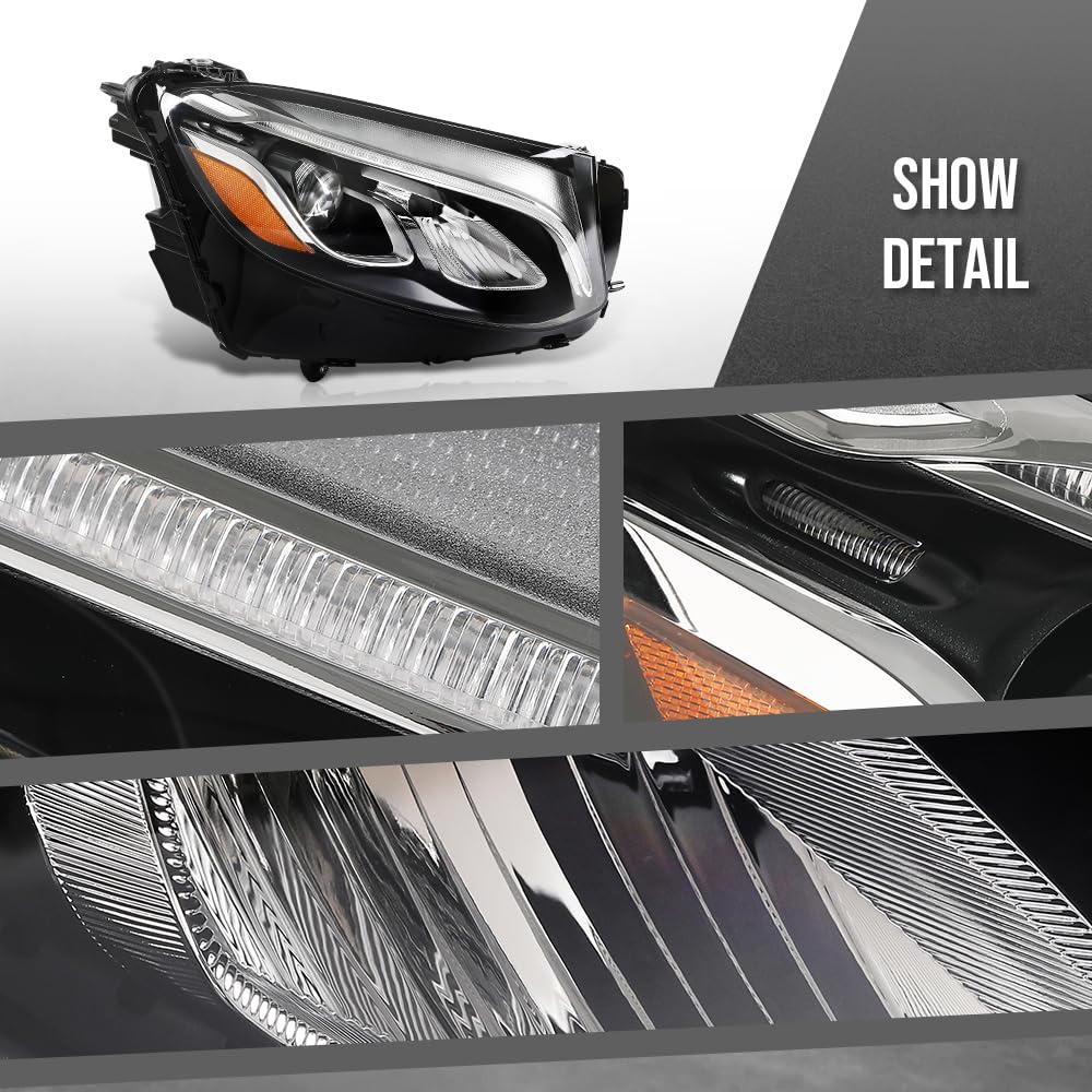 G-PLUS LED Headlight w/o AFS Right Passenger Side Compatible with Benz GLC 2016 2017 2018 2019 Without AFS 2539061401 Black