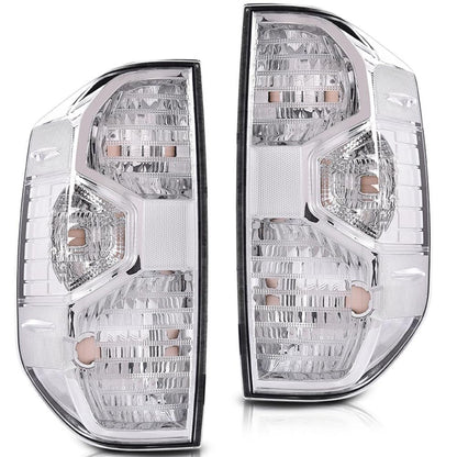 G-PLUS Tail Lights Compatible with Toyota Tundra 2014-2021 Clear Lens Chrome Housing Left Driver & Right Passenger Tail Lamps 815500C100 Rear Brake Lamps Assembly Luces Traseras