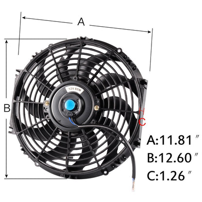 G-PLUS 3 Row 52mm Aluminum Racing Radiator Replacement For Honda Civic EK EG B16A B18C DOHC 1992-2000 + 12" Radiator Cooling Fan