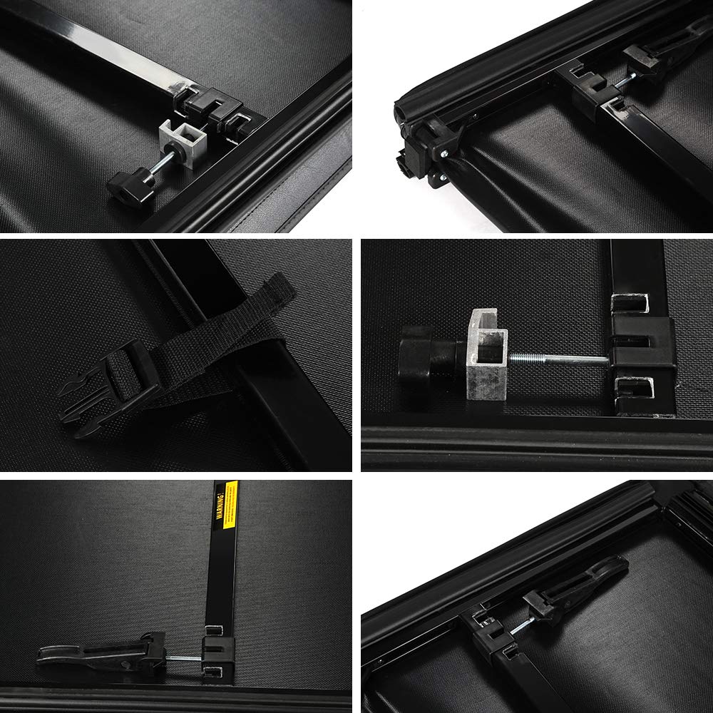 G-PLUS T3 Soft Lock Tri-Fold Tonneau Cover Assembly Replacement for 2004-2014 Chevy Colorado/GMC Canyon,Short Bed Black (Standard Short Bed 6')