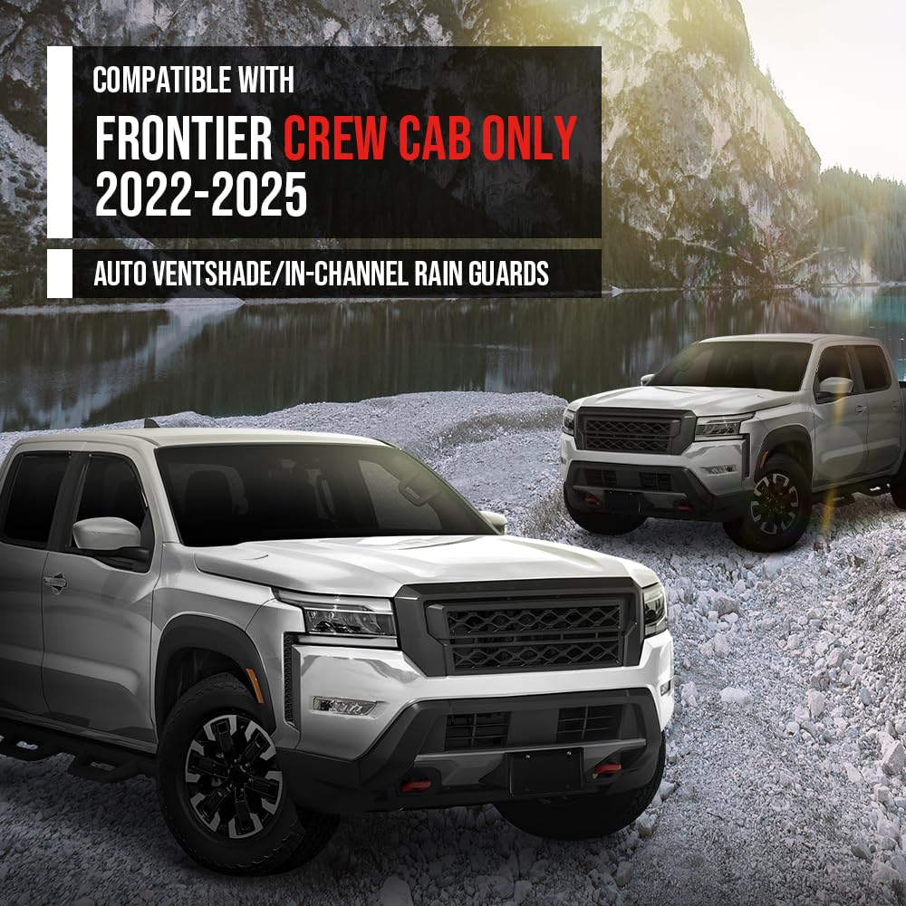 G-PLUS in-Channel Auto Vent Window Visors 4pcs Compatible with Nissan Frontier Crew Cab 2022-2025 in-Channel Rain Guards Smoky