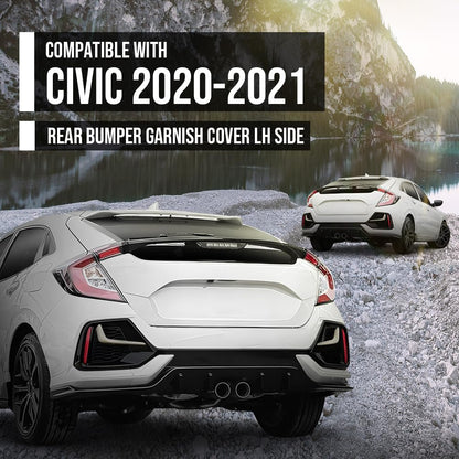 G-PLUS Rear Left Bumper Garnish Cover Compatible with Honda Civic Hatchback 2020 2021 71518-TGG-A50ZB, 71518 TGG A50ZB Black