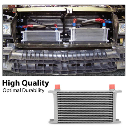 G-PLUS Universal Racing Aluminum Engine Transmission Oil Cooler 19 Row English-style AN10-10AN Silver T-6061 Aluminum