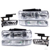 G-PLUS Corner Headlights Assembly + Bumper Fog Lights Compatible with 1999-2002 Chevy Silverado 1500 2500 3500,Fit 2000-2006 Suburban Tahoe,Bumper Headlamps,faros delanteros Chrome Housing
