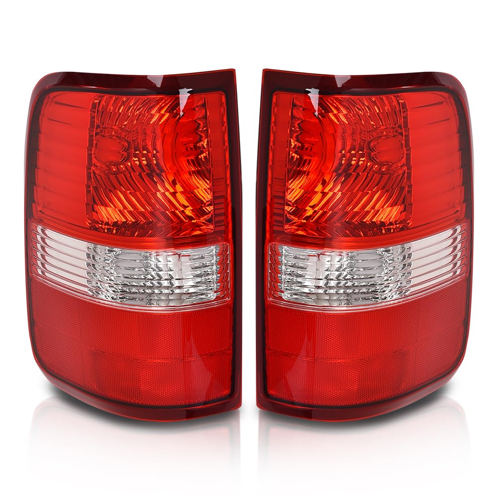G-PLUS Tail Lights Lamp w/o Bulbs Left & Right Compatible with Ford F150 King Ranch, Lariat, XL 2004 2005 2006 luces traseras faros traseros Red 6L3Z13405BA, FO2800182 Rear Brake Lamps Assembly