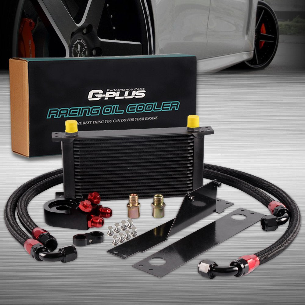 19 Row AN10 Aluminum Engine Transmission Oil Cooler Kit Compatible For Subaru Impreza WRX STi 2001 2002 2003 2004 2005