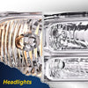 G-PLUS Headlights Assembly, Compatible with Ford F250 F350 F450 F550 Super Duty 1999-2004/Fit Ford Excursion 2000-2004 Bumper Headlamps, Clear Lens Chrome Housing Clear Reflector,faros delanteros