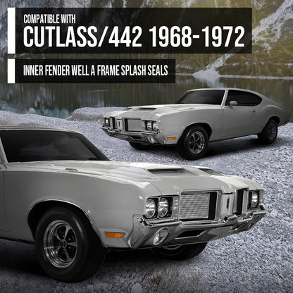 G-PLUS Front Inner Left & Right Fender Liner Pair Compatible with Oldsmobile Cutlass/442 1968 1969 1970 1971 1972 Black