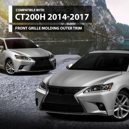 G-PLUS Front Grille Molding Outer Trim Set 2pcs Compatible with LX CT200H 2014-2017 Glossy Black