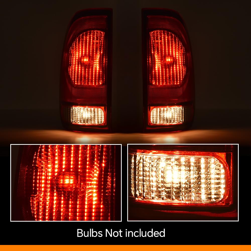 G-PLUS Tail Lights Fit Ford F150 Stepside 1997-2004/Fit Ford F250 1997-1999/Fit F250 F350 F450 F550 Super Duty 1999-2007,Left & Right Red Lens Rear Lamps Luces Traseras, Faros TraserosAssembly