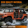 G-PLUS Tubular Doors Compatible with Jeep Wrangler 2007-2018 JK Unlimited 4 Door Steel Textured Black Front & Rear Tube Doors with Side View Mirrors & Mounting Hardware
