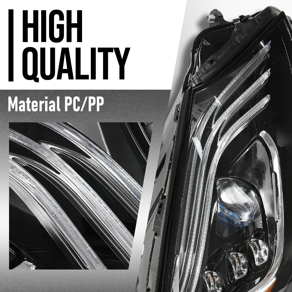 G-PLUS LED Headlight Right Passenger Compatible with Benz S560 S450 S63 2018 2019 2020 A2229062205, A222 906 2205 Black
