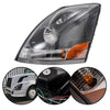 G-PLUS Headlights, Compatible with 2004-2018 Volvo VNL/VNM Left Bumper Headlamps, Clear Lens Chrome Housing Amber Reflector