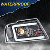 G-PLUS LED DRL Headlights, Compatible with 2004-2008 Ford F150/ 2006-2008 Lincoln Mark Lt(NOT Compatible with 2004 F150 Heritage/Flareside Beds Models), Smoky Lens Chrome Housing Clear Reflector