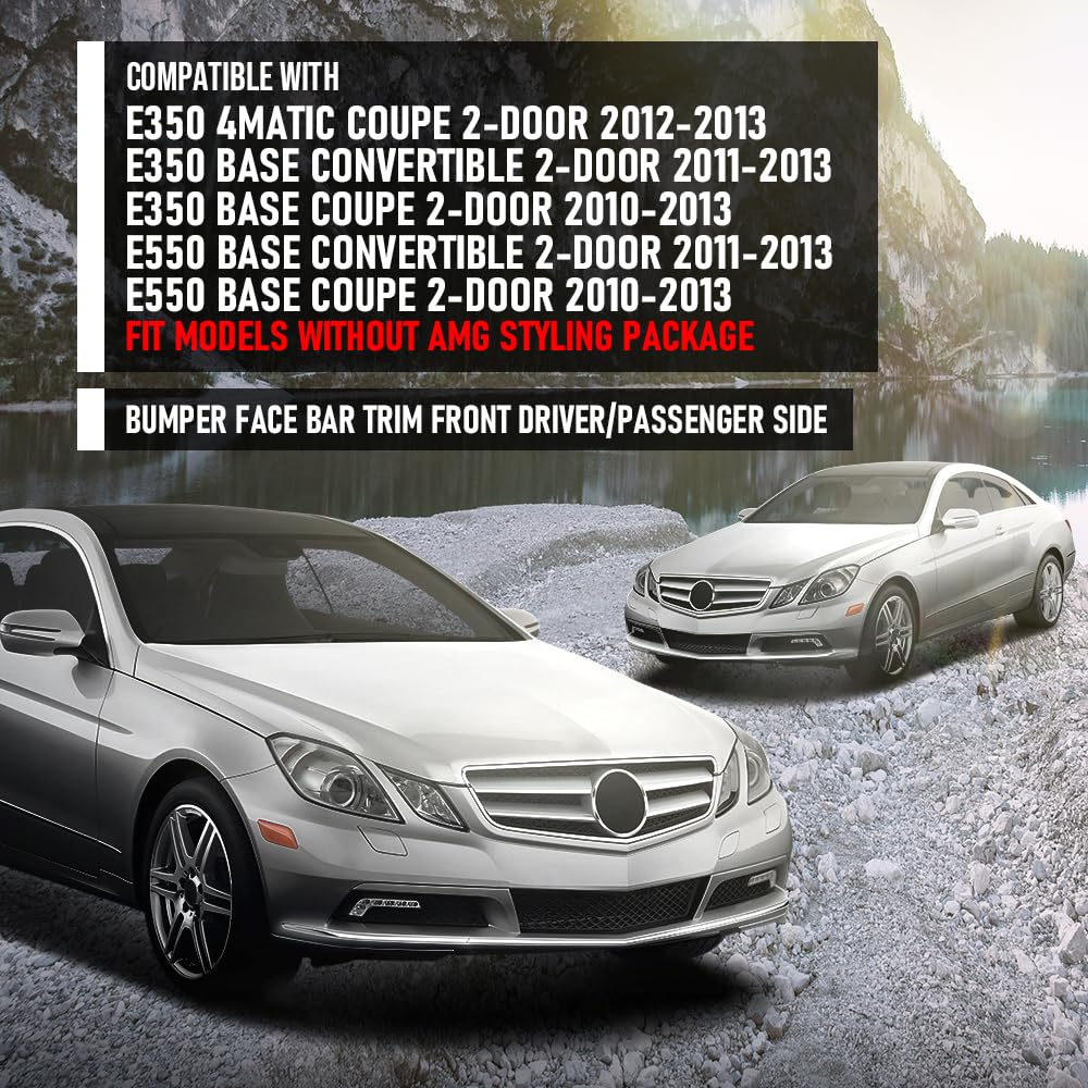 G-PLUS Pair Front Outer Bumper Face Bar Trim Compatible with Benz E350 / E550 Base Convertible 2-Door 2011-2013 2078852021, 2078851921, MB1047115, MB1046115 Silver