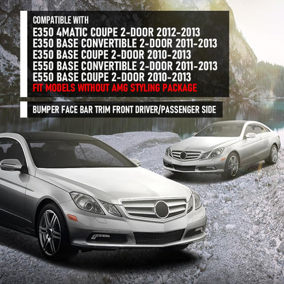 G-PLUS Pair Front Outer Bumper Face Bar Trim Compatible with Benz E350 / E550 Base Convertible 2-Door 2011-2013 2078852021, 2078851921, MB1047115, MB1046115 Silver