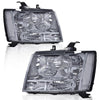G-PLUS Headlights Assembly Compatible with Chevy Tahoe Subarban Avalanche 2007-2014 Set Pair Bumper Corner Headlamps Left & Right Smoky Lens Chrome Housing Clear Reflector,faros delanteros