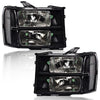 G-PLUS Tube Projector Headlights Assembly Fit GMC Sierra 1500 2007-2013 /Fit GMC Sierra 2500HD 3500HD 2007-2014 Headlamps Clear Lens Black Housing Clear Reflector Left & Right,faros delanteros