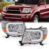 G-PLUS LED Headlights Assembly,Fit For 2005-2011 Toyota Tacoma,DRL Tube Halo Projector Headlamps w/o Bulbs,faros delanteros Clear lens Chrome Housing Amber Reflector Left & Right